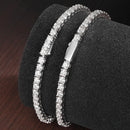 Pulseira KNOBSPIN  Moissanita Original, Prata Esterlina s925 Platinada com Ouro Branco 18k com GRA