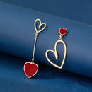 Brincos de Amor Assimétricos  Última Moda Simples e Versátil Brincos Longos