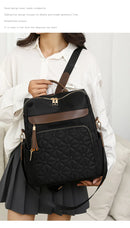 Mochila com Bordado Matelassê  Novo Estilo Coreano Versátil de Grande Capacidade, Bolsa de Ombro de Couro Resistente à Água