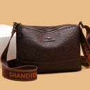 Bolsa Feminina com 3 Bolsos, Grande Capacidade, em Couro PU, Estampas Elegantes, Bolsa Transversal Simples Feminina