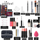 Kit de Maquiagem Mulheres e Adolescentes Sombra de Olhos Nude, Base, Primer, Pincel, Gloss Labial Nude