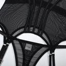 Conjunto de Lingerie de Malha de Luxo para Mulheres, Body Sem Costas, Conjunto de 3 Peças com Cinta-Liga, Vestidos Sensuais para Mulheres