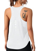 Colete esportivo feminino com letras bordadas de secagem rápida, roupa esportiva em rede respirável