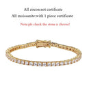 Pulseira Banho de Ouro 18k para Mulheres 3/4/5mm Clássica em Prata Esterlina 925