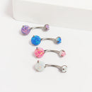 Anel de Umbigo de Titânio F136 com Três Garras 14g Cabeça Dupla Opala Joia Corporal de Piercing para Europa e Estados Unidos