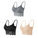 Kit 03 peças Sutiãs de Renda Feminino Top Confortável Bralette Cor Sólida Lingerie Sexy Colete Feminino Vazado Sem Arame Sutiã Sem Costura