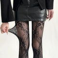 Meia-calça Vazadas em Renda e Tule com Fundo de Vime Meias Florais Mulher Sexy Collants Meia-fina de Moda