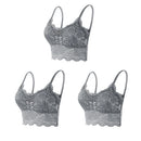 Kit 03 peças Sutiãs de Renda Feminino Top Confortável Bralette Cor Sólida Lingerie Sexy Colete Feminino Vazado Sem Arame Sutiã Sem Costura