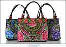 Bolsa de Ombro Feminina Bordada Pequenas Estilo Nacional Floral Bordado de Mão com Alça Superior Bordadas com Miçangas Bolsa com Aba