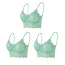 Kit 03 peças Sutiãs de Renda Feminino Top Confortável Bralette Cor Sólida Lingerie Sexy Colete Feminino Vazado Sem Arame Sutiã Sem Costura