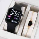 Relógio eletrônico de LED, elegante e casual de Aço Inoxidável