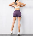 Shorts feminino de secagem rápida, cintura elástica, shorts esportivos ativos com bolsos