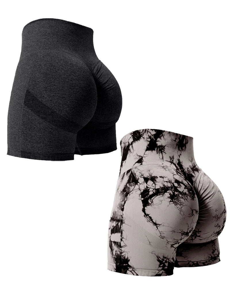 2UN Shorts de Ginástica Sexy Levanta Bumbum Tie Dye Feminino, Justos, Elásticos, Cintura Alta, Shorts Esportivos Casuais Sem Costura