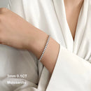 Pulseira EWYA em Prata Esterlina 925 com Moissanita 0,1ct 3mm D VVS1 Diamante com GRA para Mulheres, Brilhante, Festa de Casamento, Joia Fina