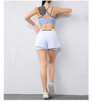 Shorts feminino de secagem rápida, cintura elástica, shorts esportivos ativos com bolsos