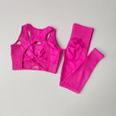 Conjunto de 2 Peças de Sutiã Esportivo Feminino Top de Fitness Profissional Sutiã Anti-Choque Leggings de Corrida Conjunto de Yoga Sutiã com Costas Bonitas