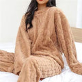 Conjunto de Pijama Quente de Jacquard de Veludo Coral Suave para Mulheres, Roupão Confortável para Inverno