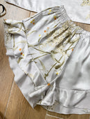 Conjunto de Pijama Feminino com Top Cami Estampado Floral Elegante e Shorts com Babado - Roupas de Dormir e Loungewear