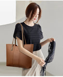 Bolsa de Cor Sólida para Mulheres Bolsas de Ombro de Designer Bolsa Transversal de Couro Macio de Luxo Bolsa Tote de Grande Capacidade Grandes