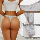 Conjunto 4 peças, Calcinha de algodão Sem costura Cintura baixa Tanga V-Cintura Cor sólida respirável Lingerie macia íntimos
