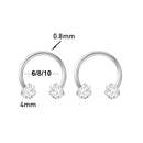 Brincos de Studs de Piercing Tragus Helix de Cristal CZ em Aço Inoxidável