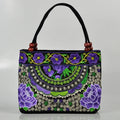 Bolsa de Ombro Feminina Bordada Pequenas Estilo Nacional Floral Bordado de Mão com Alça Superior Bordadas com Miçangas Bolsa com Aba