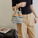 Conjunto de 2 Peças Bolsa Transversal Praia Bolsas de Ombro de Verão Coloridas de Palha