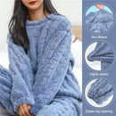 Conjunto de Pijama Quente de Jacquard de Veludo Coral Suave para Mulheres, Roupão Confortável para Inverno