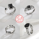 Anel de prata esterlina 925 com ágata natural que nunca desbota, estilo hip-hop, anel Unisex