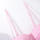 Conjunto de Lingerie de Malha de Luxo para Mulheres, Body Sem Costas, Conjunto de 3 Peças com Cinta-Liga, Vestidos Sensuais para Mulheres