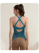 Conjunto de 2 Peças com Almofada no Peito, para Corrida e Treinamento, Top Esportivo Sem Mangas, com Costas Bonitas