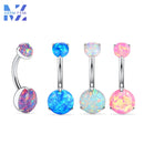 Anel de Umbigo de Titânio F136 com Três Garras 14g Cabeça Dupla Opala Joia Corporal de Piercing para Europa e Estados Unidos