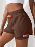 Shorts Femininos de Cintura Alta com Controle de Proximidade Elástico , Calça Falsa de Duas Peças