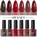 Kit de Esmalte em Gel 6 Peças/Conjunto 7ml , Semi Permanente Removível UV Verniz para Unhas de Gel