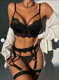 Conjunto de sutiã e calcinha erótica sexy de renda transparentes fio dental sexy,  lingerie sensual sofisticada de luxo