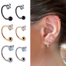 Brincos de Studs de Piercing Tragus Helix de Cristal CZ em Aço Inoxidável