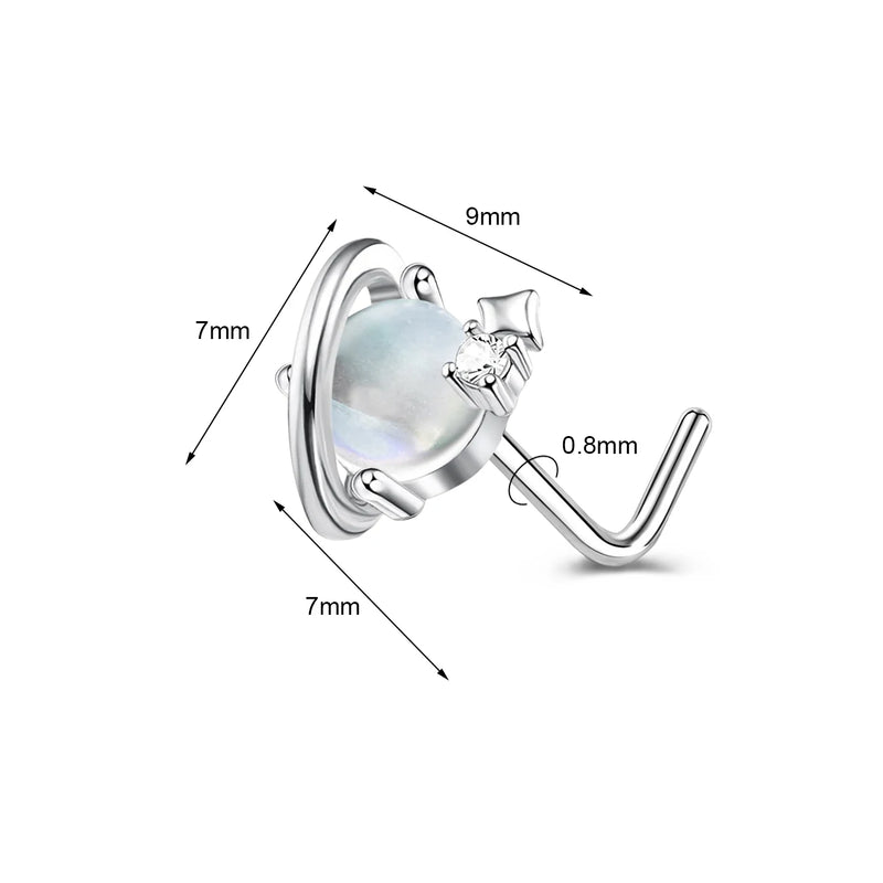 1PC Joia de Piercing de Nariz de Cobre para Mulheres Stud de Cristal com Flor, Olho, Opala, Coração e Lua Piercings Corporais