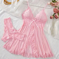 Conjunto Hot Fantasy de Mini Saia para Dormir com Sutiã de Decote V e Calcinha, Roupa Sexy Feminina, Pijama, Vestido de Noite com Fenda, Lingerie Transparente Doll