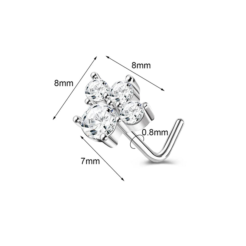1PC Joia de Piercing de Nariz de Cobre para Mulheres Stud de Cristal com Flor, Olho, Opala, Coração e Lua Piercings Corporais