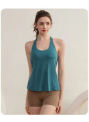 Conjunto de 2 Peças com Almofada no Peito, para Corrida e Treinamento, Top Esportivo Sem Mangas, com Costas Bonitas