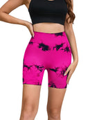 Calças de Fitness Femininas Sem Costura Tie Dye, Shorts Curtos Esportivos de Cintura Alta e Elevação de Quadril, Shorts Justo Sexy com Estampa de Pêssego