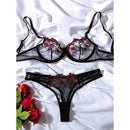 Round Up Night Lindas Sexy Bordado Floral 2 Peças Lingerie Conjuntos Sensuais