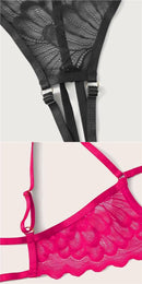 Conjunto de 2 peças Mostrando Seios, Tela de Cor Sólida, Conjunto de Lingerie Sexy Transparente