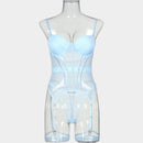 Conjunto de Lingerie de Malha de Luxo para Mulheres, Body Sem Costas, Conjunto de 3 Peças com Cinta-Liga, Vestidos Sensuais para Mulheres