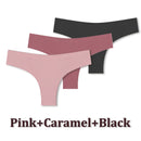 KIT 3 Peças Calcinhas Maillard Sem Costura Ultrafinas Calcinhas Brasileiras de Seda Gelada Sexy Tanga de Cintura Baixa Feminina Sólida