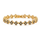 Conjunto de Joias Colar e Pulseira em Banho de Ouro 18K com Flor, para presente