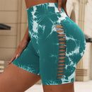 Calças de Fitness Femininas Sem Costura Tie Dye, Shorts Curtos Esportivos de Cintura Alta e Elevação de Quadril, Shorts Justo Sexy com Estampa de Pêssego