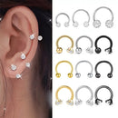 Brincos de Studs de Piercing Tragus Helix de Cristal CZ em Aço Inoxidável