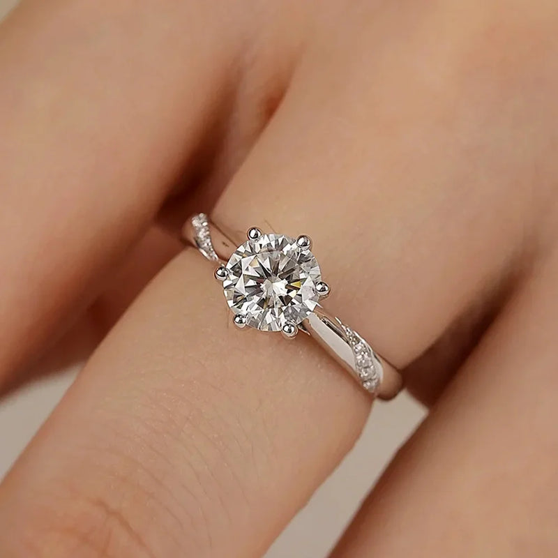 Anel de Diamante Moissanite COSYA 1/2/3CT Cor D Prata S925 Certificado de Laboratório Diamante Joia Fina Clássica