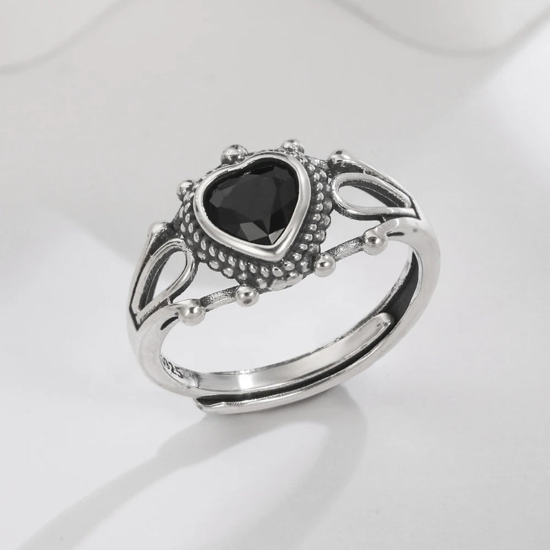 Anel de prata esterlina 925 com ágata natural que nunca desbota, estilo hip-hop, anel Unisex